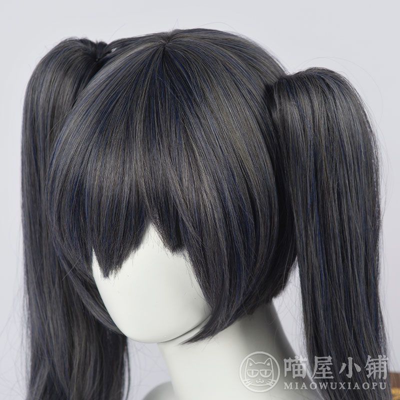 [MikanHiro Store] WIG BLACK BUTLER DOUBLE PONYTAILMcoser black deacon cos char robin wig cosplay custom accessories props gray blue long fake hair