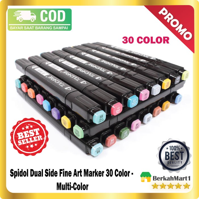

[COD] 30 Pcs TouchNew Double End Marker / Spidol DUAL FINE ART MARKER 30 CLR