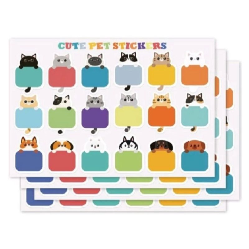

18Pcs Cute Pet Sticker label anak waterproof 3x3.5cm