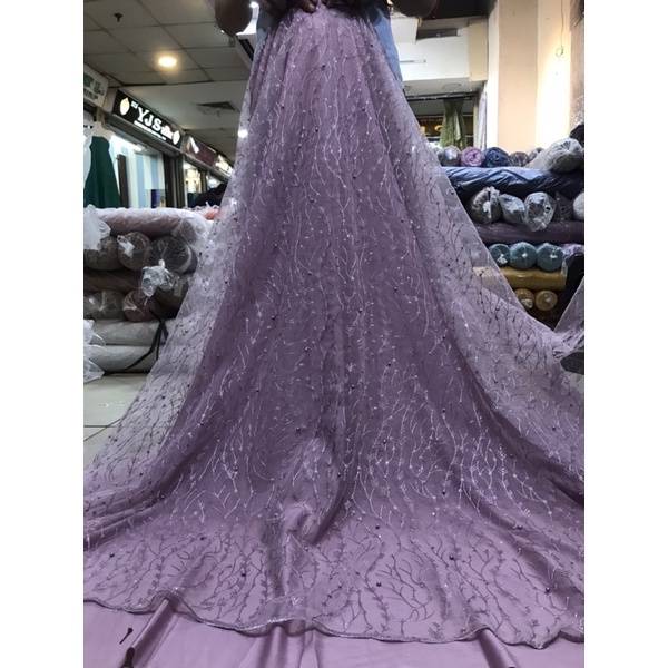 Kain Tulle rambat mutiara/bahan kebaya,gaun,gamis ( padi).