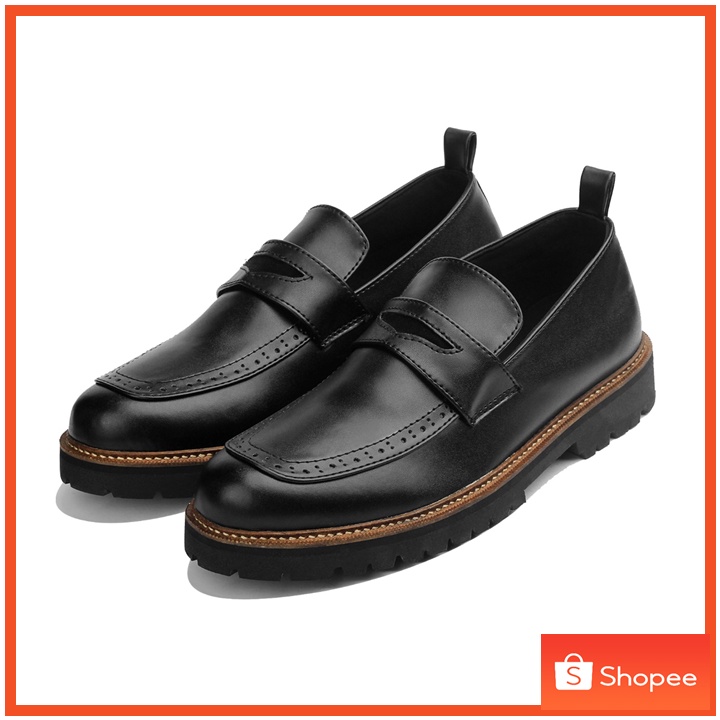 ELDAR BLACK - Sepatu Penny Loafers Pria Casual Formal Kulit Loafer Pria Cowok Kerja Kantor Kuliah Original