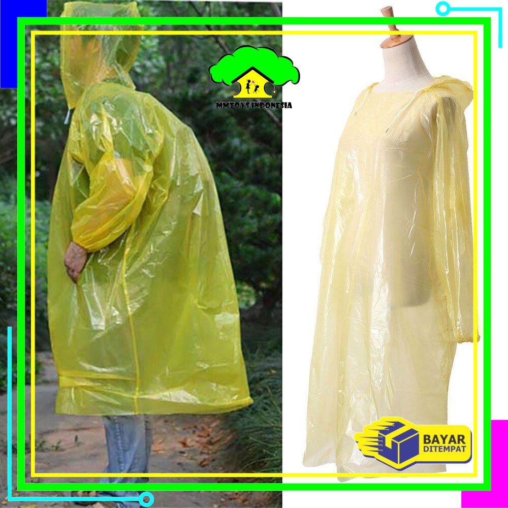 MI-C174 Jas Hujan Plastik Murah Sekali Pakai Disposable Raincoat Mantel Hujan Kantong Kresek Image 4