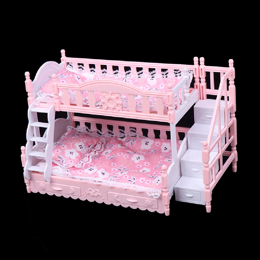 Mainan Miniatur Ranjang Double Bed Gaya Eropa Untuk Rumah Boneka