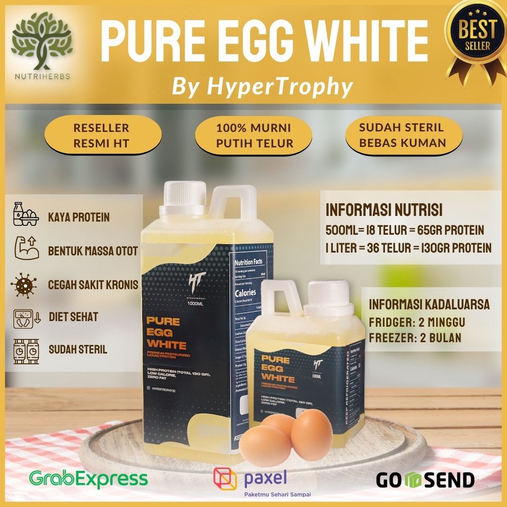 

Pure Egg White Cairan Putih Telur Pasteurisasi Steril Premium No Bakteri Kalori Lemak Hypertrophy