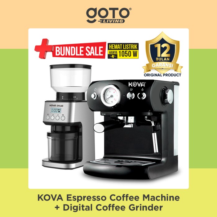 Tokopratiwiw- Bundling Kova Espresso Maker Dan Kova Sylus Digital Coffee Grinder