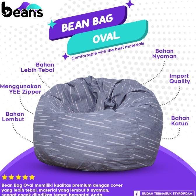 Bean Bag Oval Motif - Termasuk Isi - Bean Bag Motif - Beanbag - 12