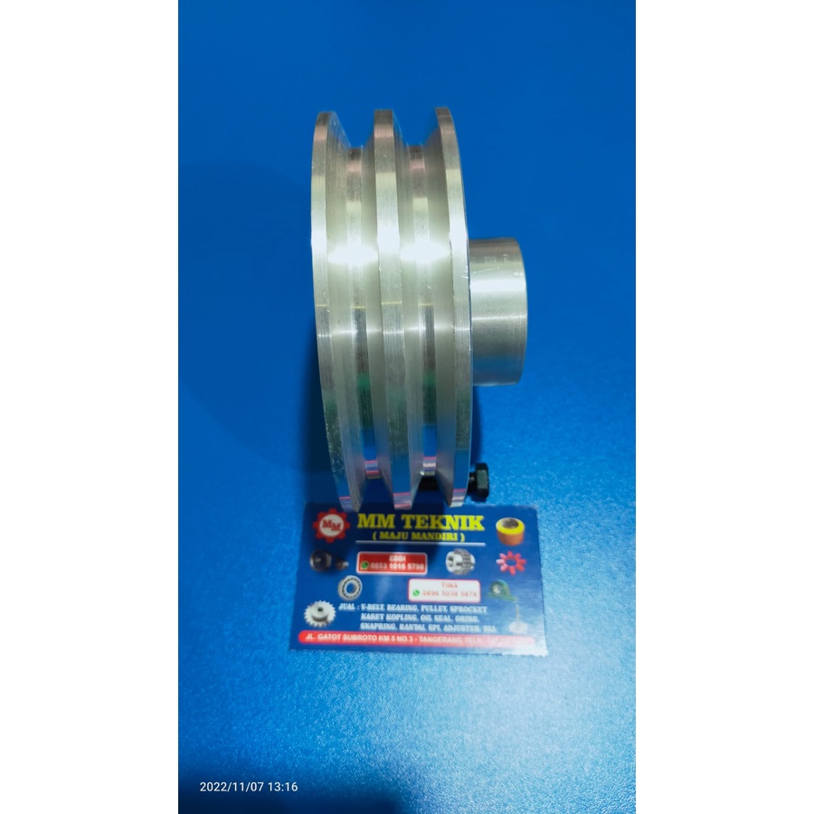 Pully A2 x 5 inch  lobang AS 0, 8, 10, 12, 14, 15, 16, 17, 18, 19, 20, 22, 24, 25, 1&quot;, 28, 30, 32 mm Alumunium A2 x 5&quot; A2x5&quot; A2x5 A 2x5&quot; 2x5 A 2 x 5 Puli pulli pulley poli poly All A2 5&quot; lubang 2 jalur