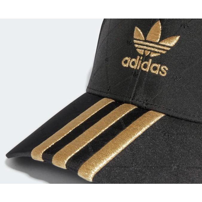 Adidas Baseball Cap Black Gold 3D Logo H09043 Topi Original 100%