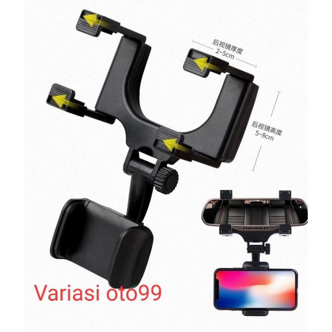 Holder HP Mobil 360° Universal 4 in 1 CAR Phone Holder Gantung Original Penyangga HP Di mobil Rearview Mirror Kaca