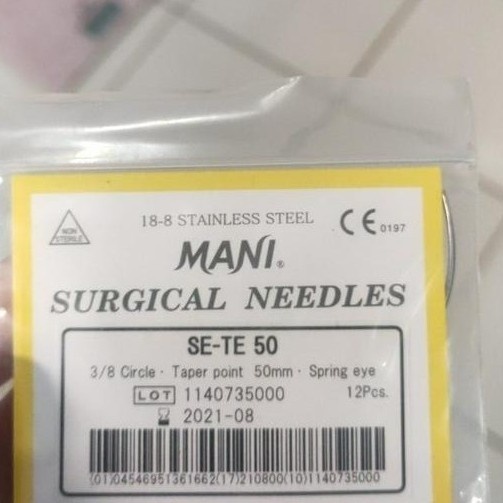 Jarum Hekting Otot MANI SE-TE Taper 3/8 Circle. Surgical Needles.