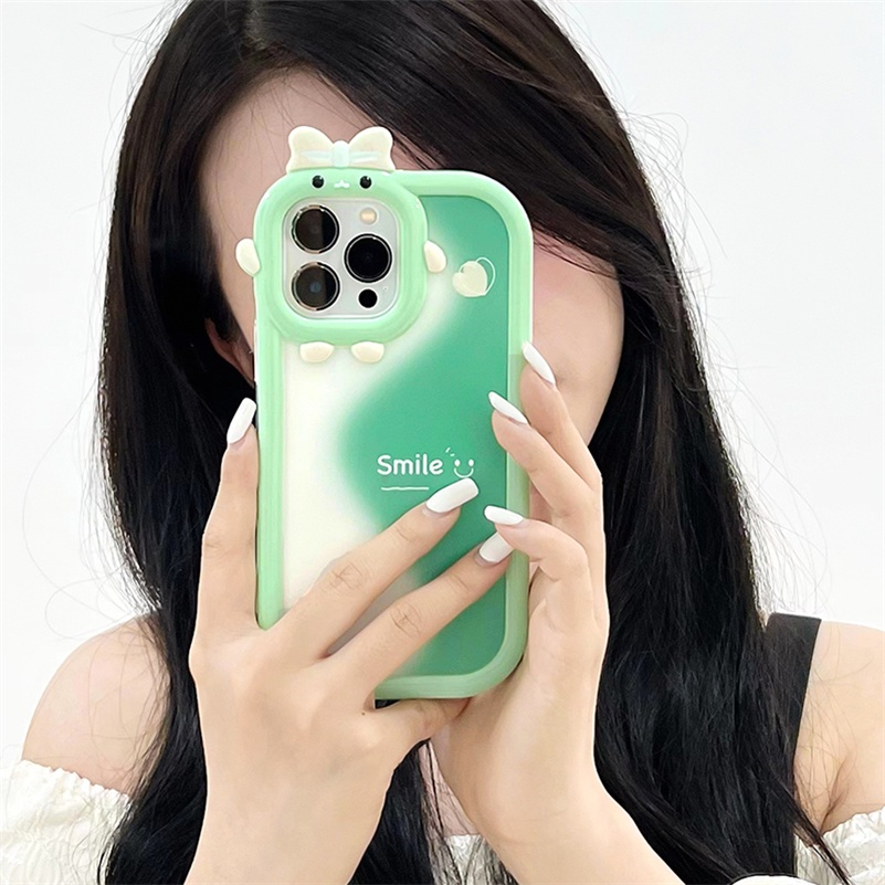 Soft Case Pelindung Lensa Desain Wajah Tersenyum Warna Gradasi Untuk iPhone 14 13 12 11 Pro Max X Xr Xs Max 7 8 6s Plus