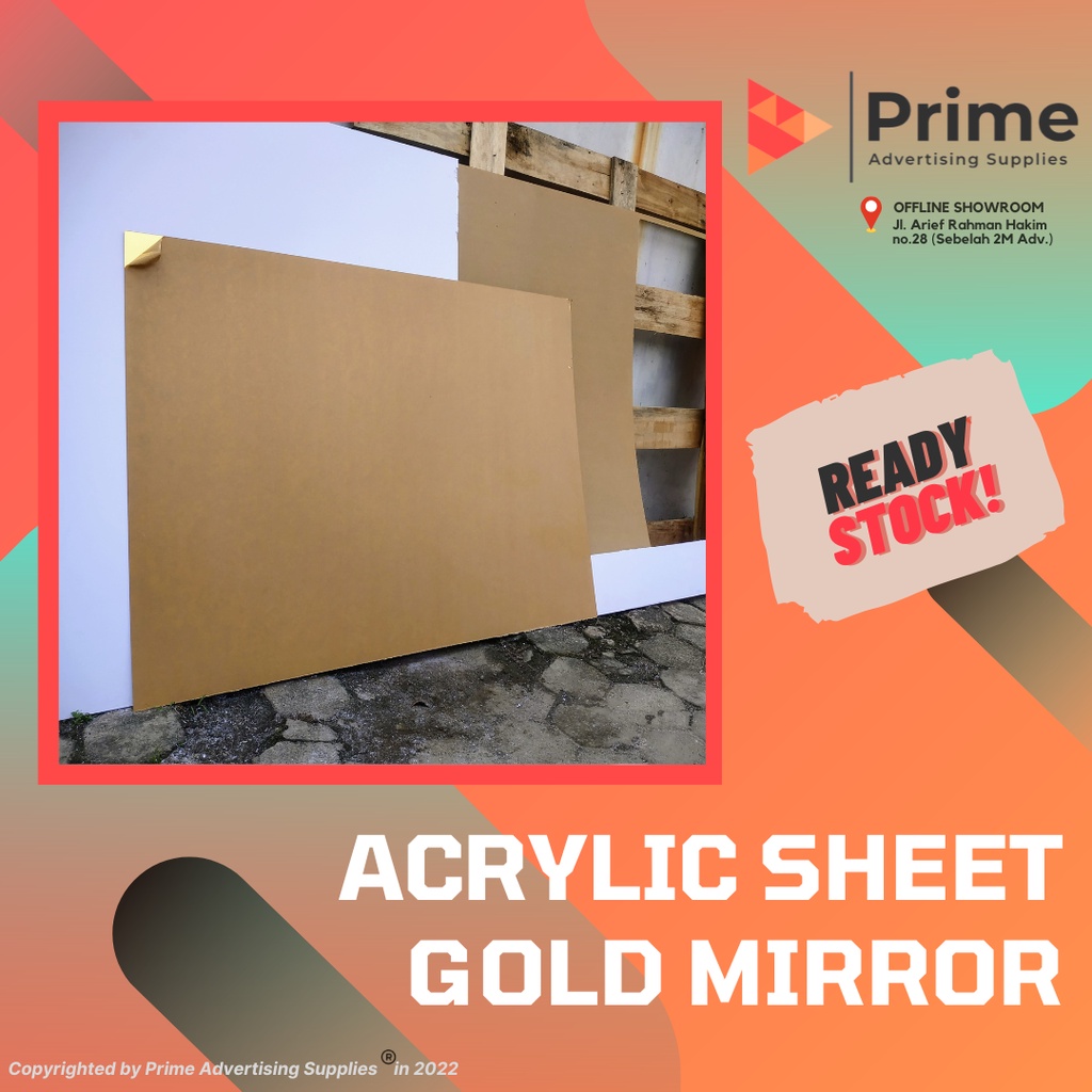 ACRYLIC Akrilik GOLD MIRROR/SILVER MIRROR/ROSE MIRROR Lembaran 2mm Ukuran 1,2 x 1,83 meter