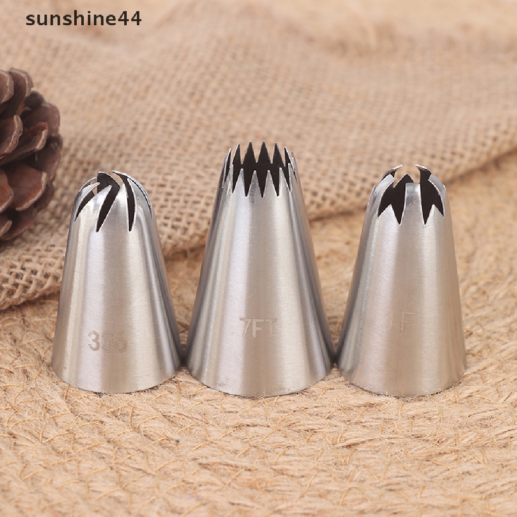 Sunshine 6Pcs Ujung Mulut Pipa Icing Bahan Stainless Steel Ukuran Besar