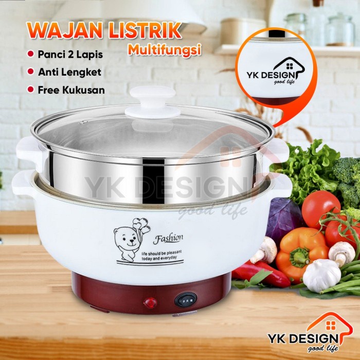 Slow Cooker Yk Design Yk-803 Panci Listrik Serbaguna Kukusan Steamer Stainles