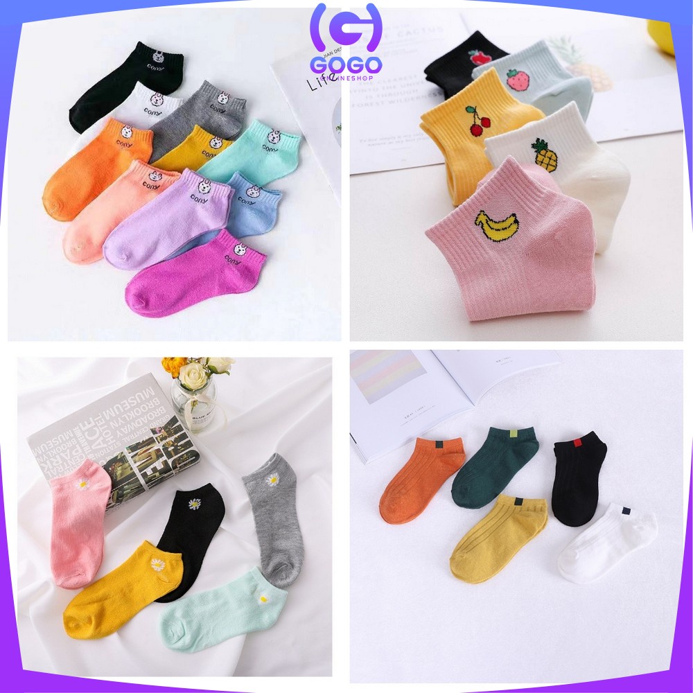 GOGO-P55 Kaos Kaki Pendek Dewasa Motif Karakter / Kaos Kaki Ankle Wanita Kaos Kaki Semata Kaki Polos Cewek Kekinian