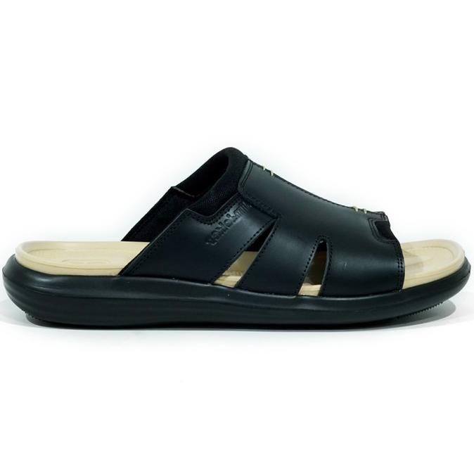 Jim Joker - Sandal Slide Kulit Pria Bold 1S Hitam - Hitam,39