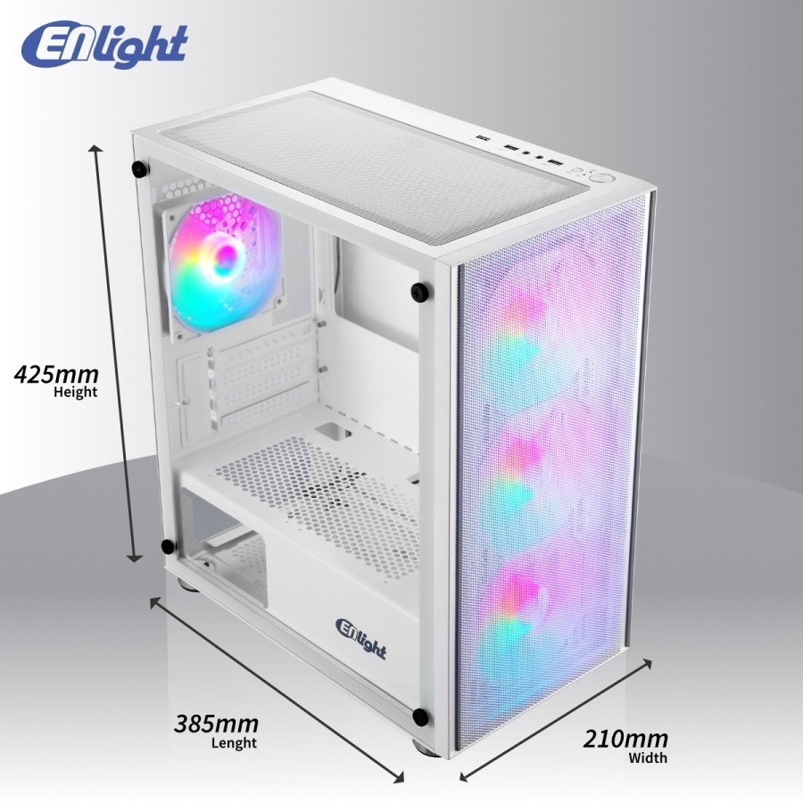 Casing Enlight White Master RGB Gaming PC Case - WHITE