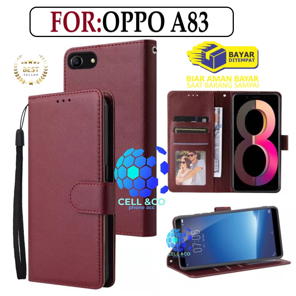 CASE FLIP OPPO A83 LEATHER WALLET PREMIUM FLIP CASE BUKA TUTUP KESING HP CASING FLIP CASE WALLET OPPO A83