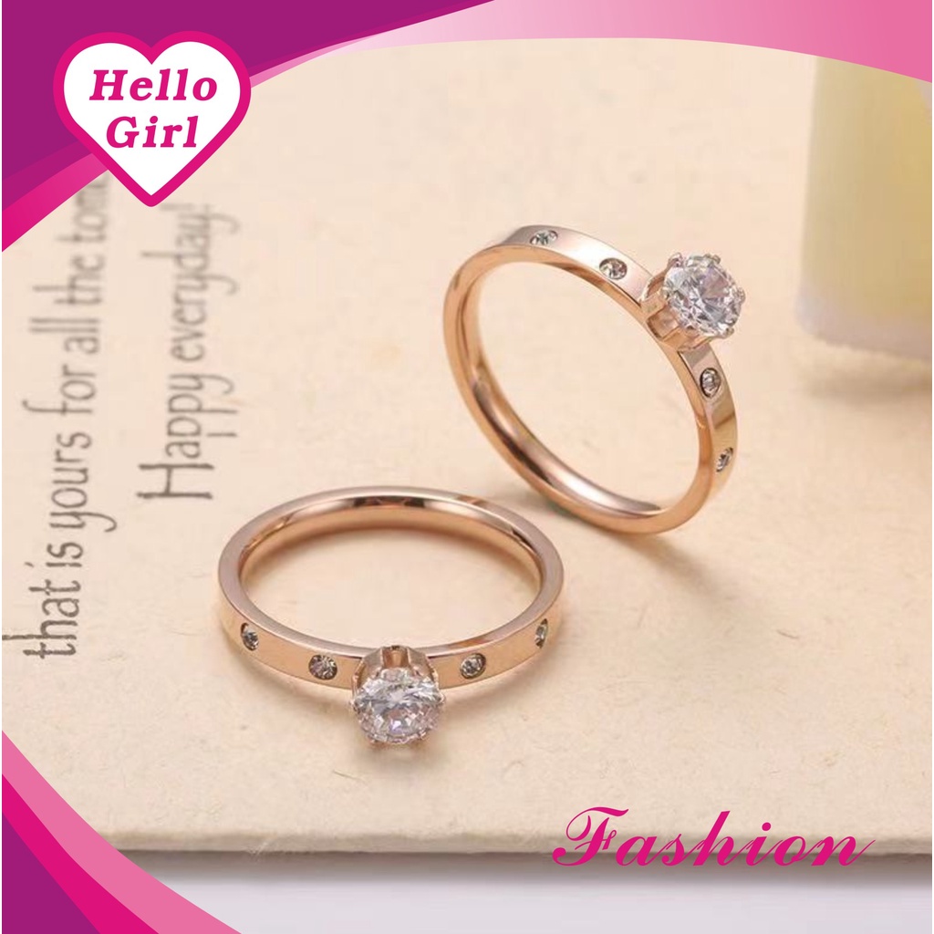 (Hello Girl)J05 Cincin Silver Mata Diamond Polos Wanita Import