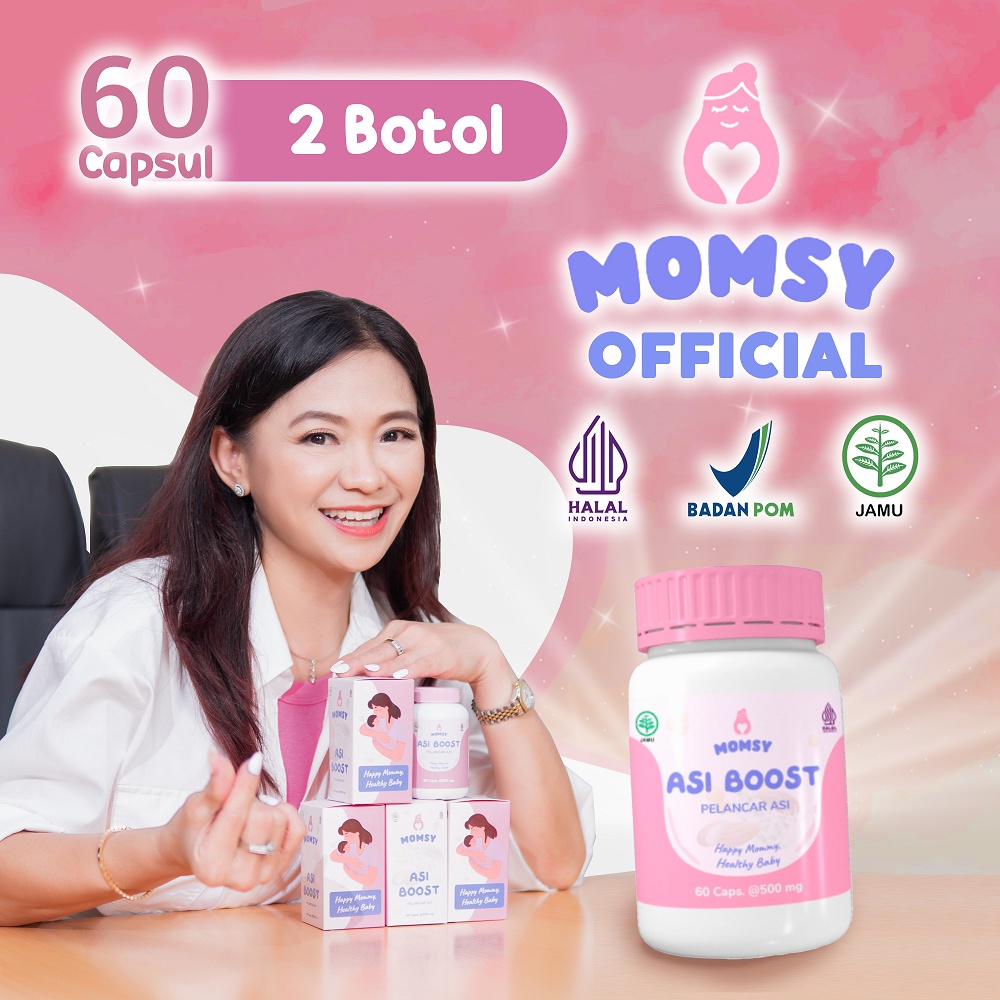 Momsy 2 Botol Pelancar Susu Asi Booster menyusui isi 60 Kapsul JAMU HALAL BPOM