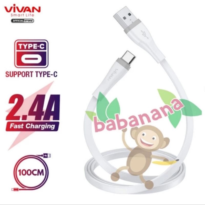 Vivan Kabel USB to Type-C 2.4A Fast Charge SC100S 100cm cable casan