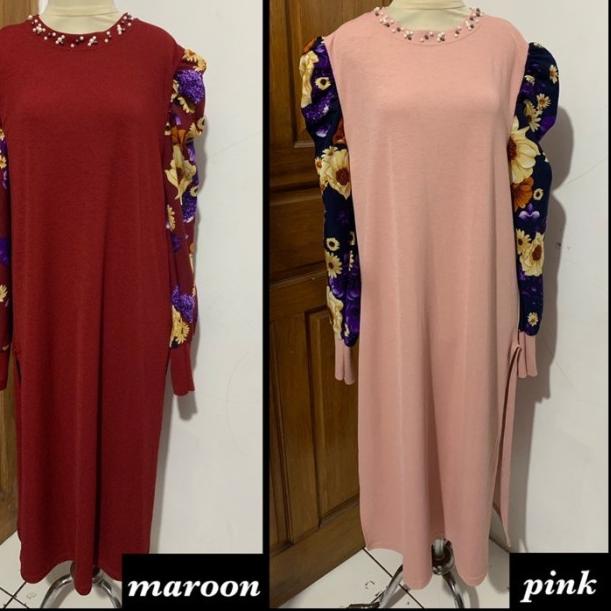 TUNIK ALOHA LEHER MUTIARA KAOS IMPORT JUMBO XXL TANGAN BALIN RAYON - AL Kuning