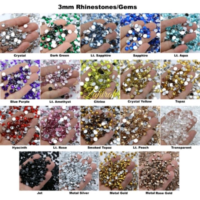 Gemstone/gems henna/gems hiasan tasbih digital 3mm