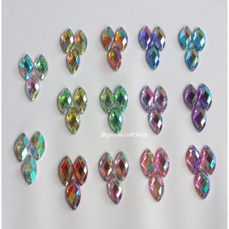 (50 pcs) Payet mata Grade A Taiwan // Payet Kristal Jahit Sampan /Mata 7*15mm AB // Payet Diamon kri
