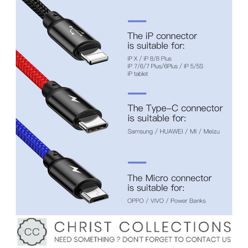 Baseus Cable PRIMARY KABEL DATA 3 IN 1
