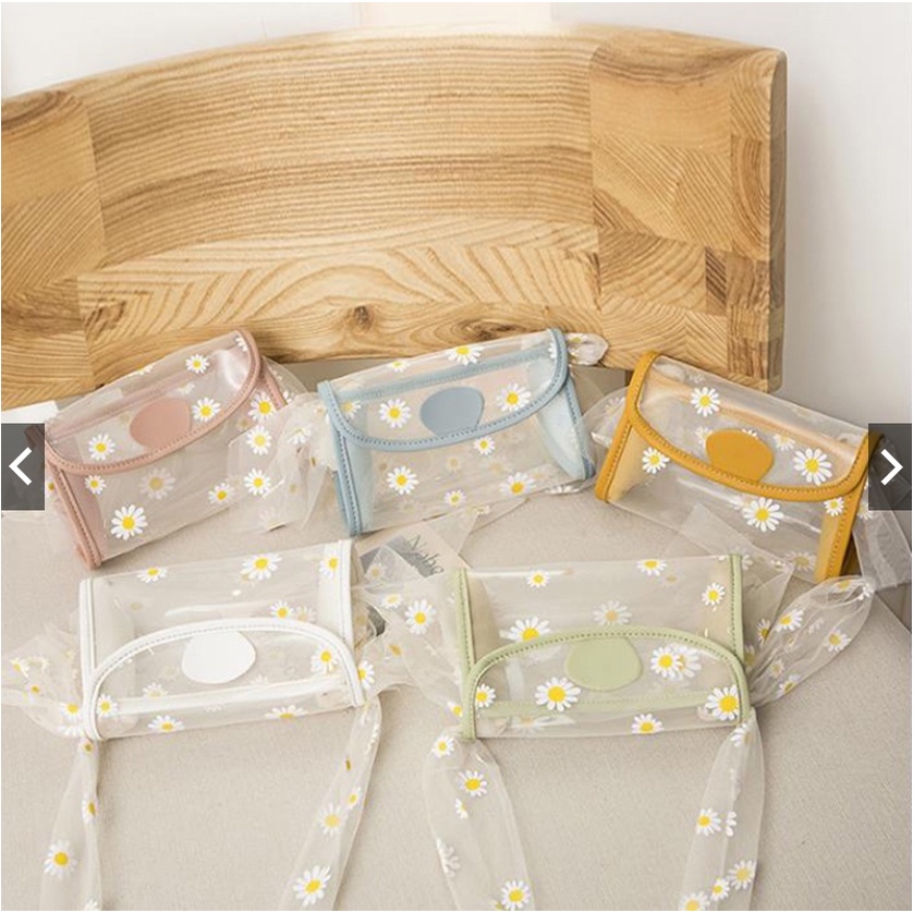 Tas Selempang Wanita Transparan Daisy/Tas Wanita Tali Jala/ Tas Bahu Messenger Bag/ Tas Import