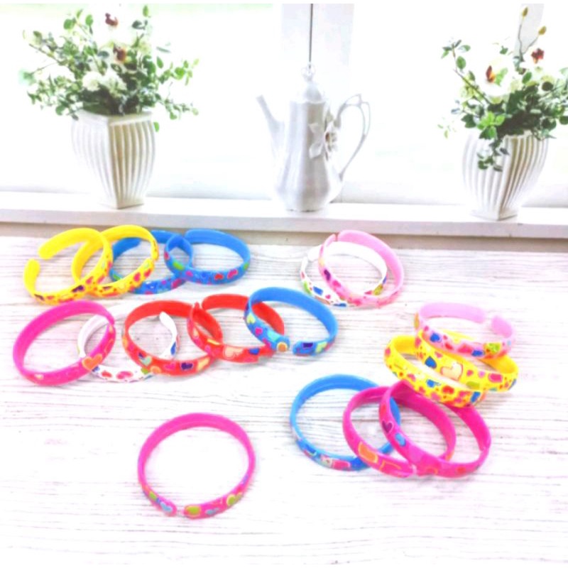12pcs Gelang Anak|Gelang Plastik|Gelang Anak Warna Warni