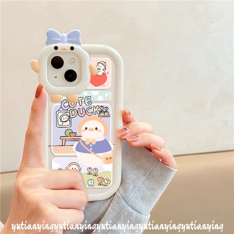 Soft Case Motif Kartun Bebek 3D Untuk Oppo A17 A16 A15 A96 A12 A95 A54 A57 A77s A94 A16K A76 A17K A3s A55 A5s A92 A36 A74 A53 A52 Az A16K A73 A53 A5 Case Pelindung Earphone Bluetooth Airpod