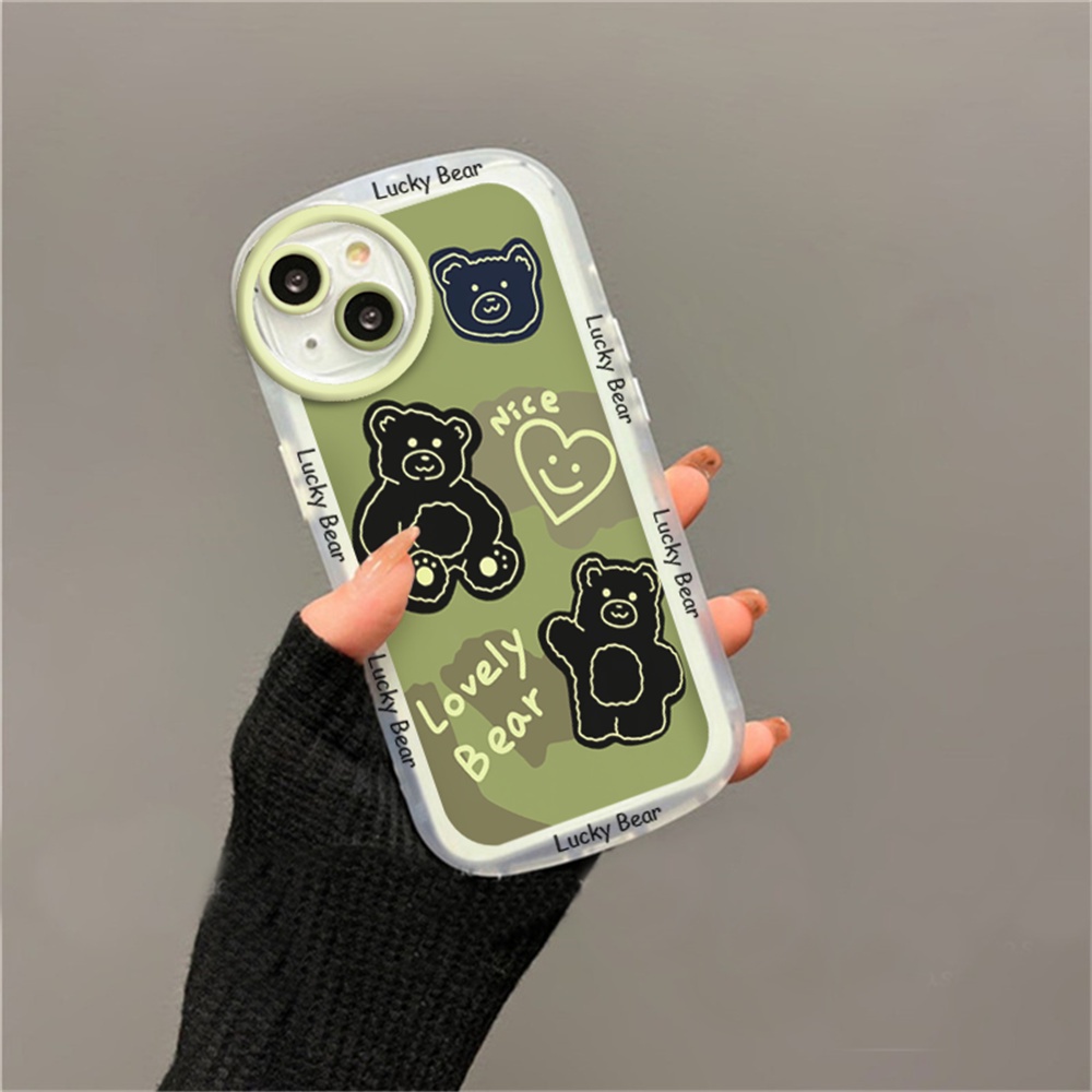 Soft Case Realme 10 C35 C33 C21Y C25Y 5 5i 6i C3 C35 RealmeC11 C11 2021 C25 C15 C12 C2 C25S 7i C17 Kartun Beruang Matcha Background Warna Desain Vogue Sarung Telepon