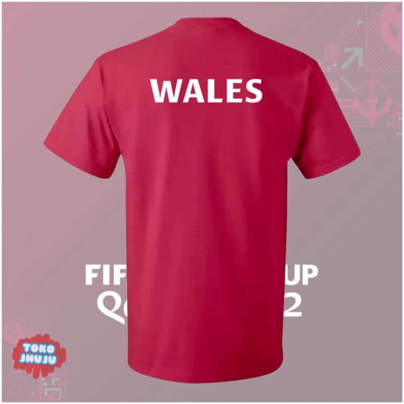 Baju Kaos Piala Dunia World Cup 2022 Tim Wales DEPAN BELAKANG
