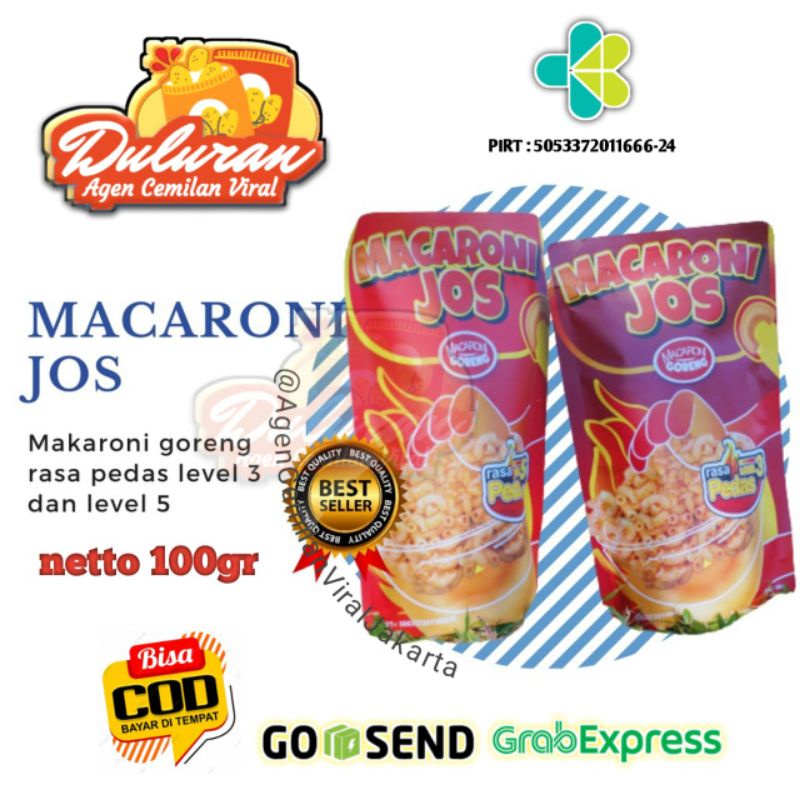 

MACARONI JOS Rasa Pedas Cemilan Makaroni Goreng Spesial Kemasan Premium 100gr Gurih Enak