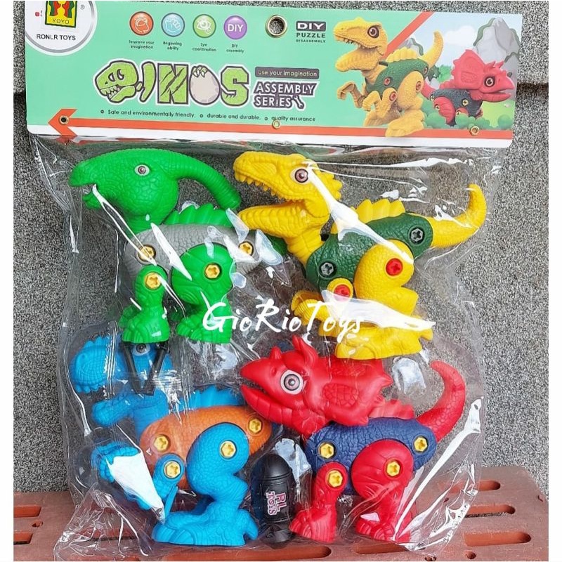 DIY Assembly Dinosaurus Mainan Anak Dinosaurus Bongkar Pasang Obeng Baut /Jumbo /Besar - Mainan Mera