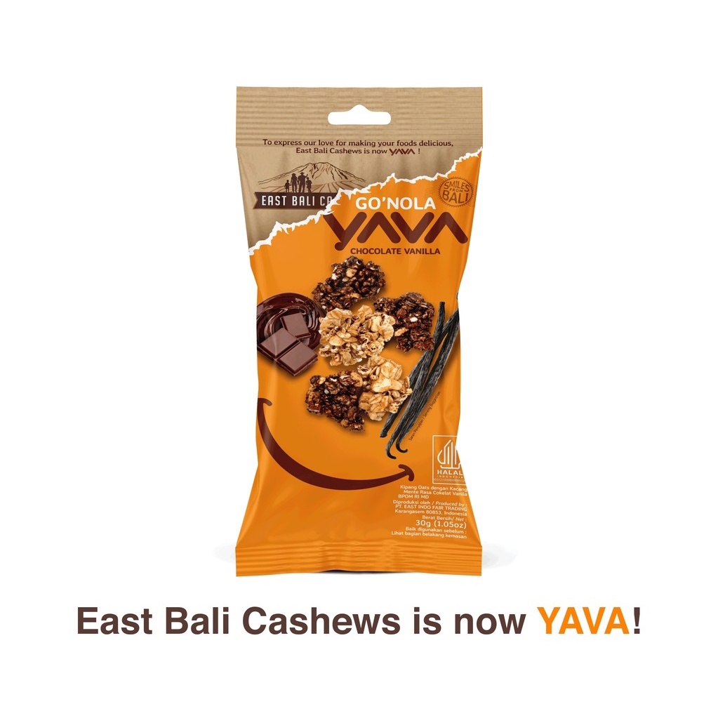 YAVA Granola Go'Nola Chocolate Vanilla 30g - East Bali Cashews - Granola Bites - Snack Sehat - Go Nola Single Serving - Gonola