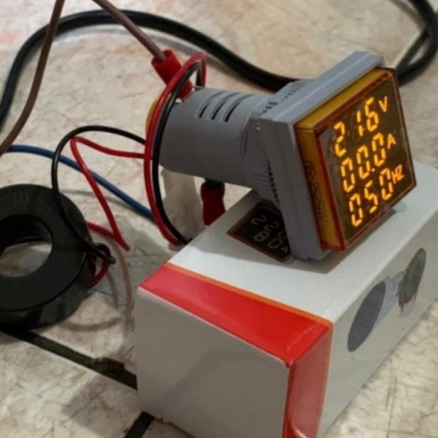 Digital AC voltmeter ampere meter frequency meter 3 in 1 - Putih