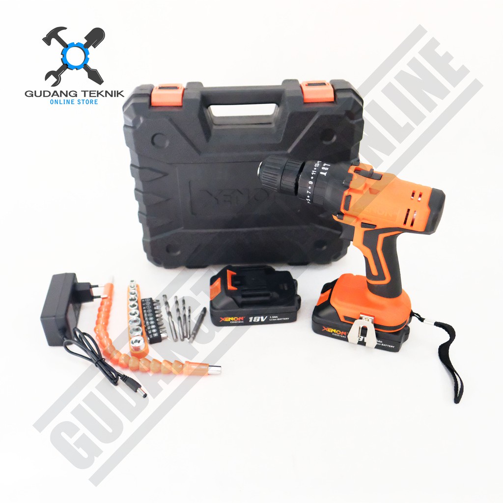 Mesin Bor Tangan Cas BATERAI 18V CDID1845 XENON / CORDLESS Drill Charger 18V CDID 1845 XENON