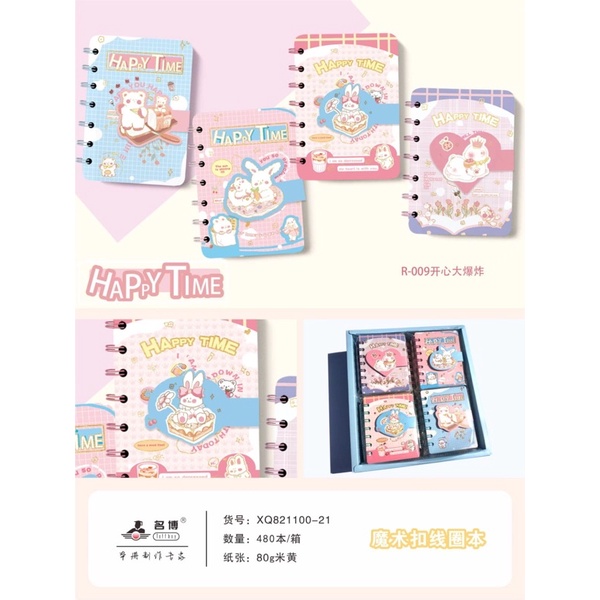 

memo notes ring motif happy time satuan