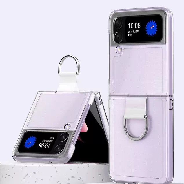 CLEAR CASE + RING TRANSPARANT SAMSUNG GALAXY Z FLIP 4 FLIP 3 5G FLIP 2 FLIP 1 HARD CASE BENING FINGER RING GRIP