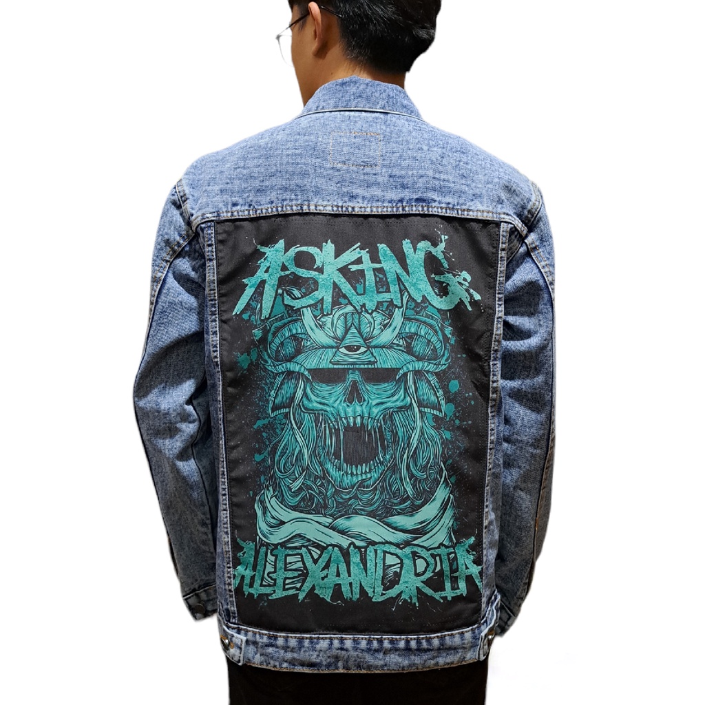 Jaket Jeans Gambar Printing Pria - SANDWASH BIRU ASKING ALEXANDRIA