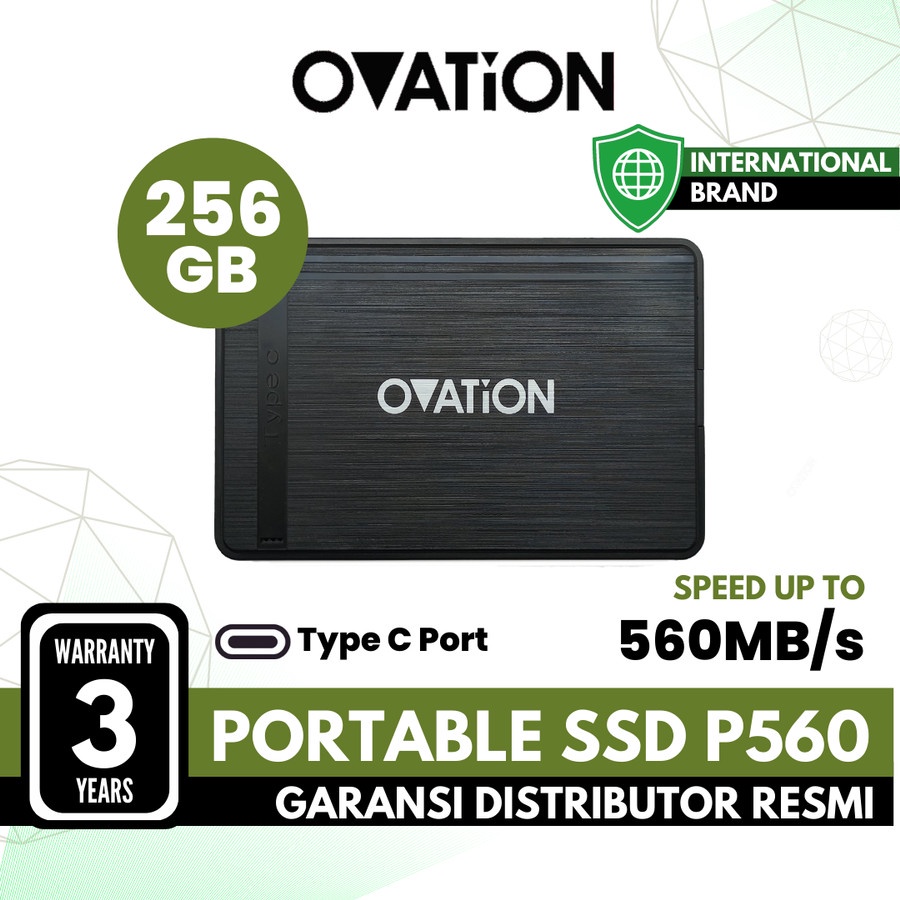 OVATION P560 Portable SSD External Type C 128GB / 256GB / 512GB / 1TB SSD Eksternal Compareable Adata SSD Sandisk Garansi distributor resmi 3 Tahun