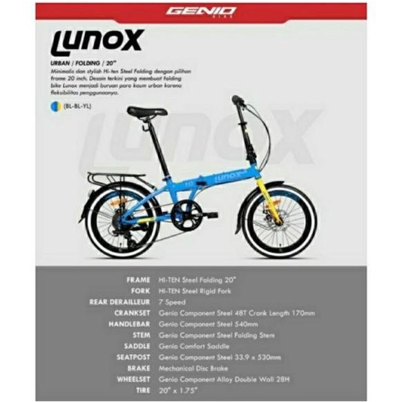 SALE- SEPEDA LIPAT 20 INCH GENIO LUNOX 1.0 ERGT64616E