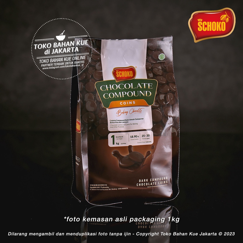 

Schoko Coin 1kg Dark Chocolate Compound Cokelat Koin Coklat Baking Keping