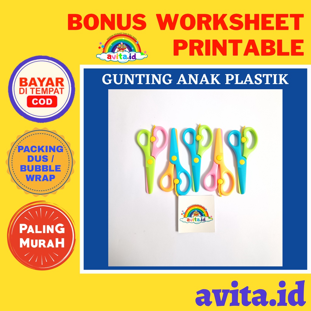 

avita.id Rounded Scissors/ Gunting Anak Plastik/ Safety Scissors/ Ujung Rounded/ Gunting Aman untuk Anak