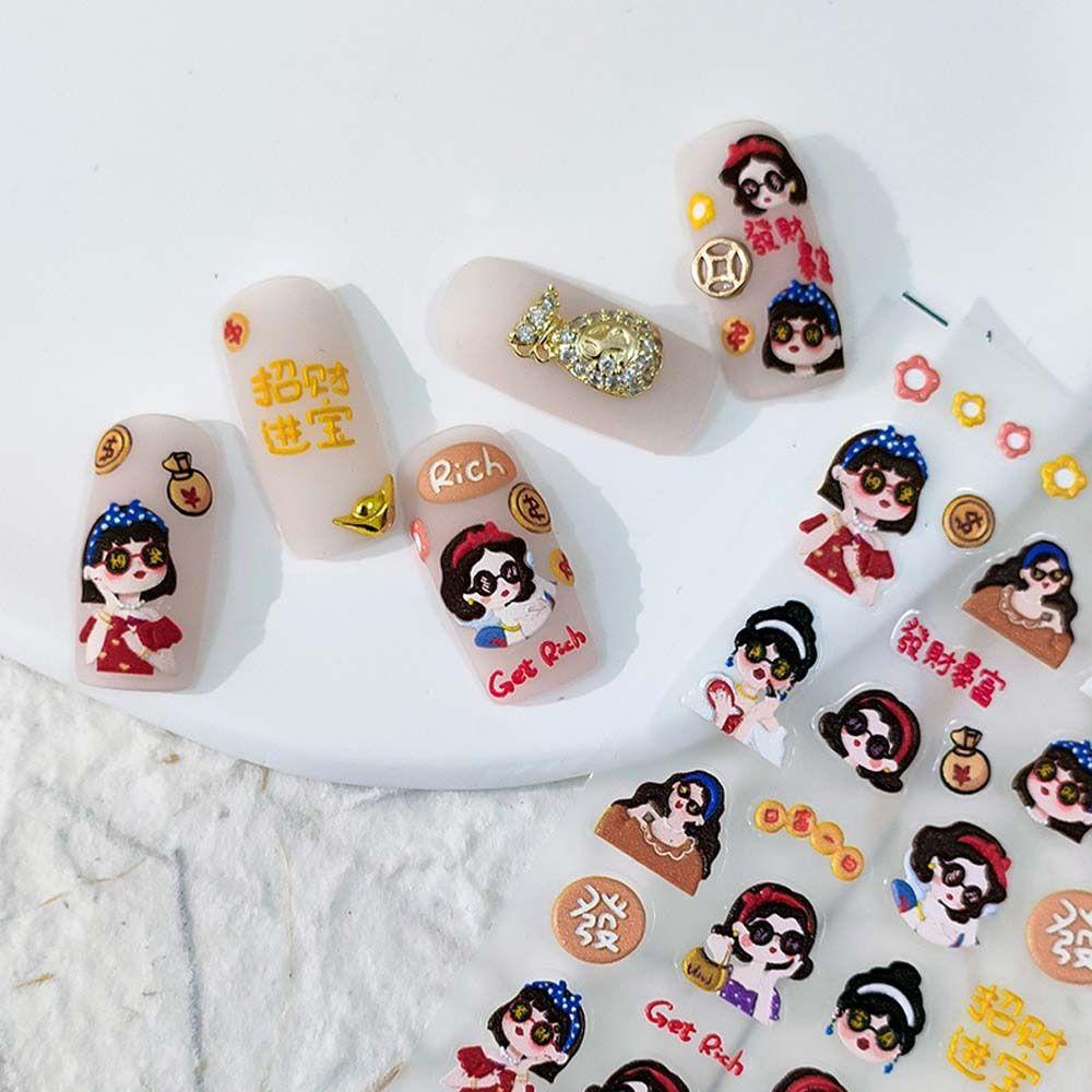 Mxbeauty Kartun Stiker Kuku Lucu Perekat Diri Kucing Hewan Manicure Aksesoris Bugs Bunny Nail Art Dekorasi