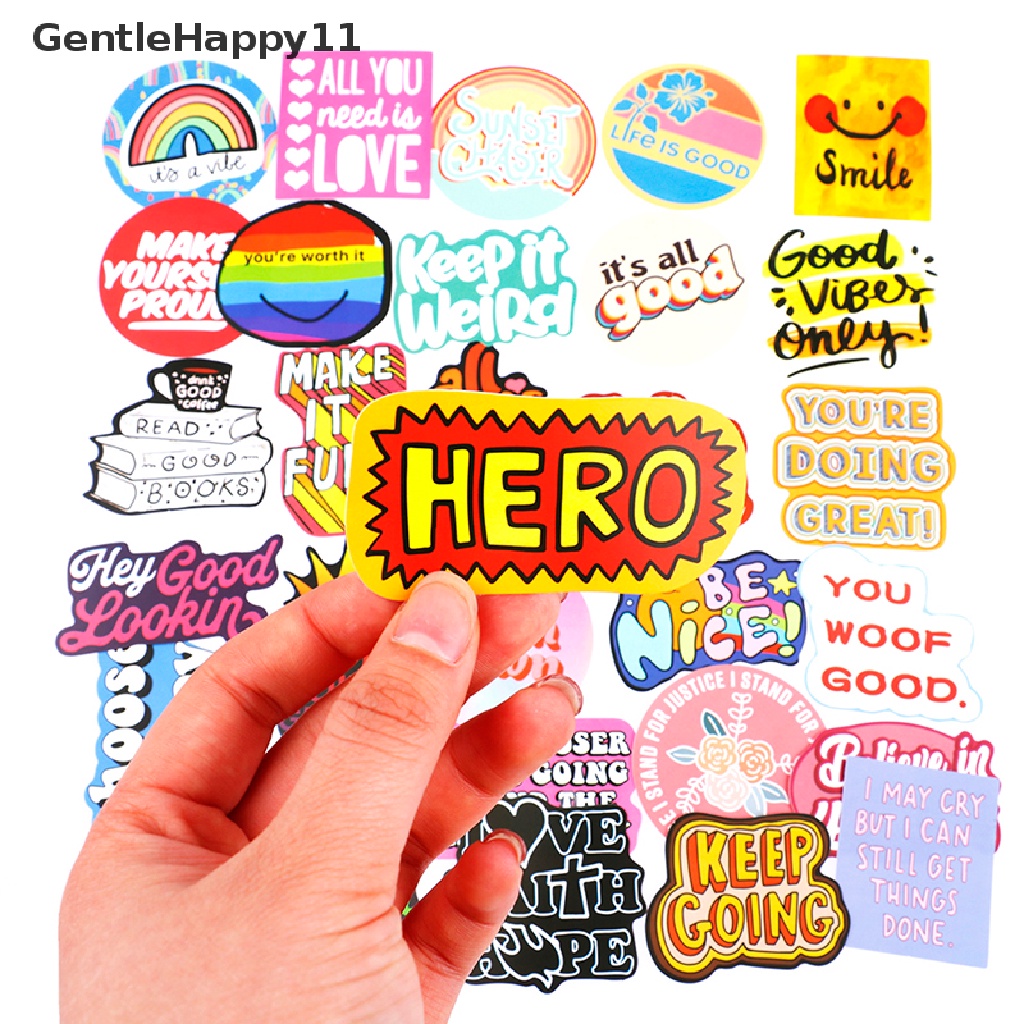 GentleHappy 50Pcs Motivational Phrases Sticker Inspirational Quotes Sticker Graffiti Sticker id