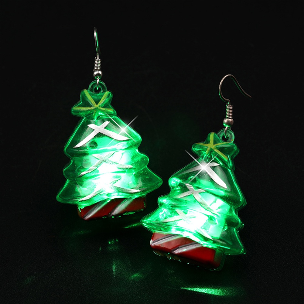 Anting Desain Bohlam Lampu Rusa Pohon Natal Santa Claus Luminous Untuk Pesta