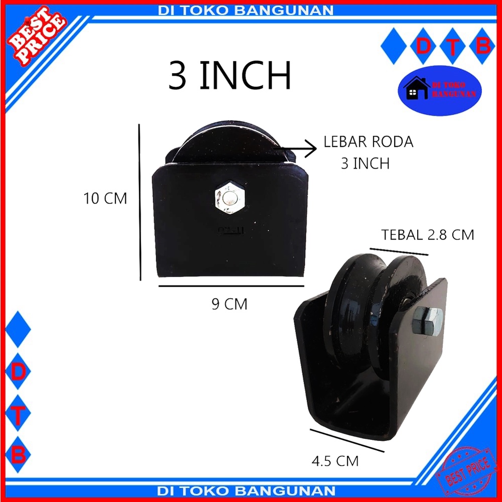 Roda Pintu Gerbang Behel 3 Inch - 4 Inch Roda Pintu Pagar